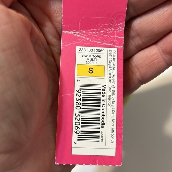 XHILARATION Size Small Swim Bikini Top Tan Pink Blue Feathers Removable Pads NWT - Picture 6 of 10